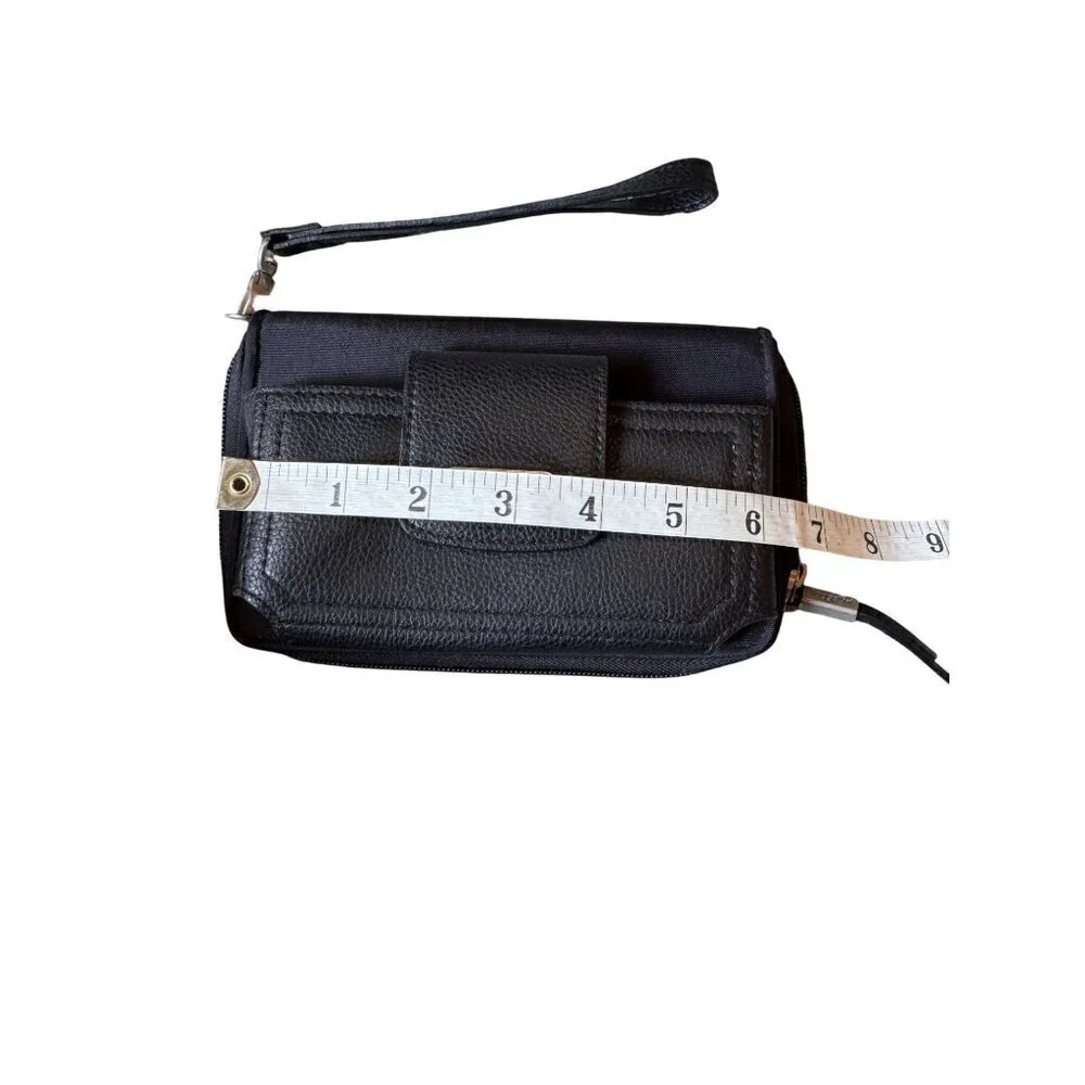Baggallini Black Wristlet Wallet Zipper & Snap Closure RFID Organizer